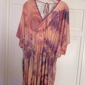 ONE WORLD 2x MAXI DRESS, BACK TIE, SUMMER, SLINKY DRESS